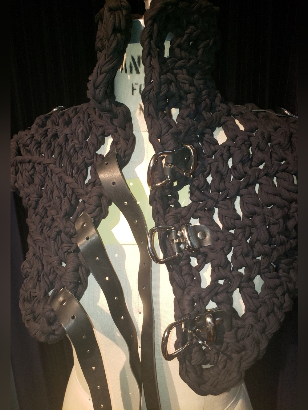Hand Made Intricate Black Rock Crop Vest. Genuine Leather W Solid Metal Hardware